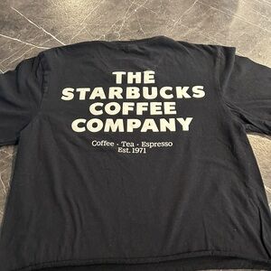 Starbucks Black Tee with Bold White Text